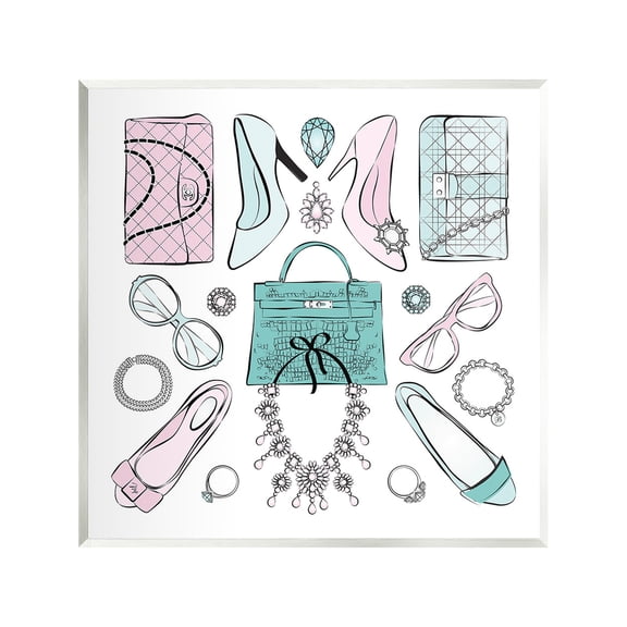 Stupell Industries Pastel Fashion Accessories Beauty & Fashion Painting Unframed Art Print Wall Art, 12 x 12