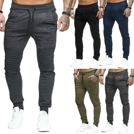 SUNSIOM Men Gym Slim Fit Trousers Tracksuit Bottoms Stiped Skinny Joggers Sweat Pants