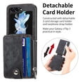 thumbnail image 4 of Compatible with Samsung Galaxy Z Flip 5 Wallet Case with Card Slot Z Flip 5 Leather Kickstand Zipper Case-Black, 4 of 8