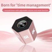 Smart Flip Timer, Sensor Rotating Timer Cube, Rechargeable Clock with 60H Duration for Cooking Study Sports(Pink)