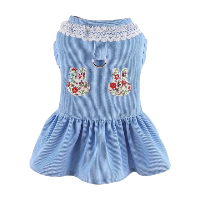 CSChome Robe pour Animaux de Compagnie Douce et Confortable Motif Floral Princesse Lapin Anneau de Traction Printemps Été