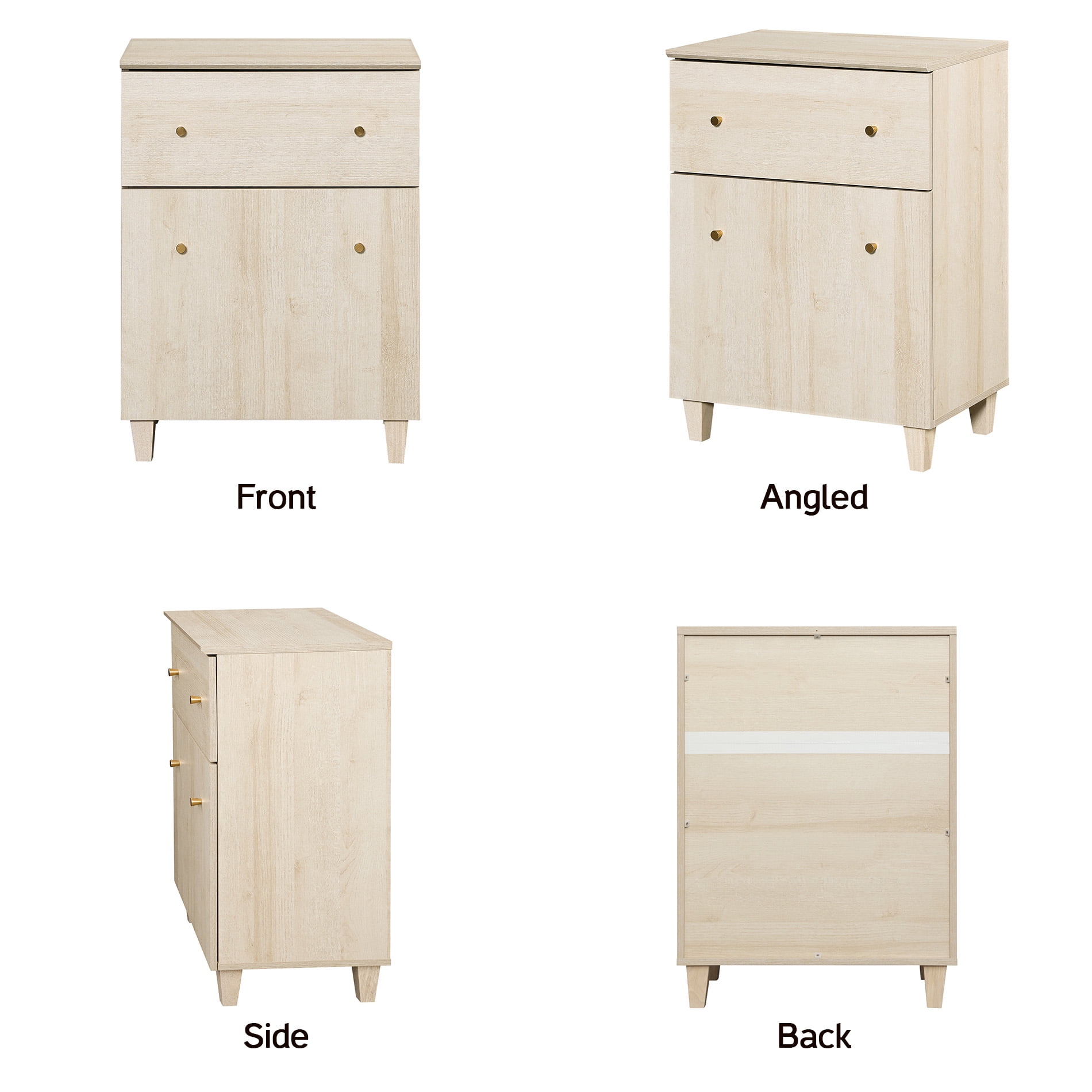 Buffet Storage Cabinet with 1 Drawer and 1 Adjustable Shelf, Light Oak Wood Finish