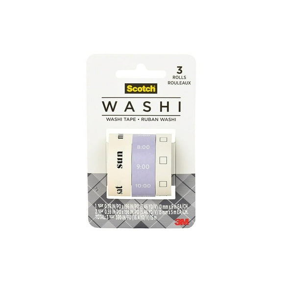 Scotch Expressions Washi Tape, Journaling and Calendar Design, 3 Rolls, Great for Bullet Journaling, Scrapbooking, Calendars and DIY Décor
