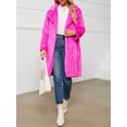 thumbnail image 2 of Women's Faux Fur Coat Suit Jacket Lapel Buttons Long Sleeve Winter Warm Coats Plush Blazers Overcoat Outwear, 2 of 7
