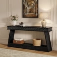 thumbnail image 2 of 70.9" Extra Long Farmhouse Console Table - 2-Tier Wood Entryway Table With Storage, Narrow Sofa Table Behind Couch For Living Room Hallway (Black), 2 of 9