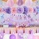 thumbnail image 5 of Adornos de cumpleaños morados para mujeres y niñas, suministros de decoración de fiesta de cumpleaños con globos rosas y morados, cartel de lunares circulares de feliz cumpleaños, farolillos de papel JAMW Sencillez, 5 of 5