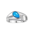 thumbnail image 1 of RYLOS Men's Rings 14K White Gold Ring - Timeless Pear Shape Cabochone Gemstone & Diamonds - Tear Drop Cabochon TURQUOISE Rings For Men Size 13, 1 of 6