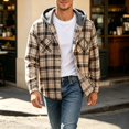 thumbnail image 2 of Wuxian Men's Flannel Hoodie Shirts Casual Button Down Plaid Shirt Jackets For Men Long Sleeve Stylish Hooded With Pockets, 2 of 6