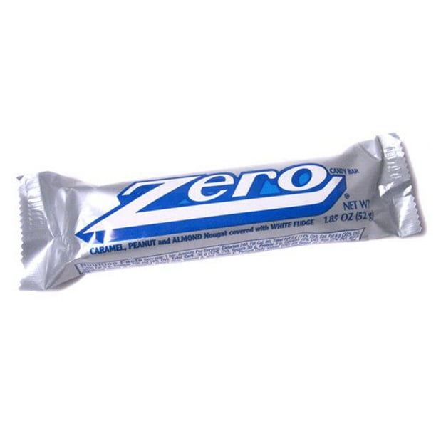 Zero Candy Bar 24ct Caramel Peanut Nougat Covered w/ White Fudge