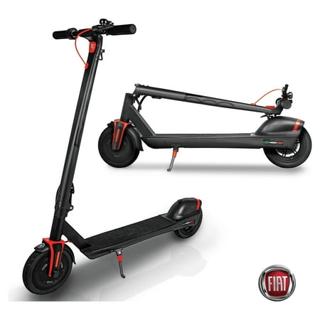 UPC: 0805112059935 | Fiat Folding Electric Scooter for Adults – Up to 20 Mile Range 15.5 MPH Top Speed with Phone Holder Lights & Bell – Vesuvio Black