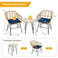 thumbnail image 3 of Gymax 3PCS Rattan Patio Bistro Set Conversation Furniture Set w/ Navy Cushions, 3 of 10