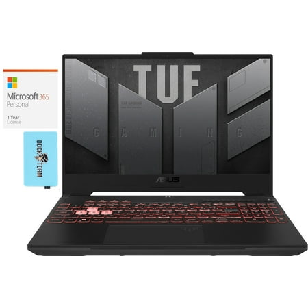 ASUS TUF A15 Gaming/Entertainment Laptop (AMD Ryzen 7 6800H 8-Core, 15.6in 144Hz Full HD (1920x1080), GeForce RTX 3050 Ti, Win 11 Pro) with Microsoft 365 Personal , Hub