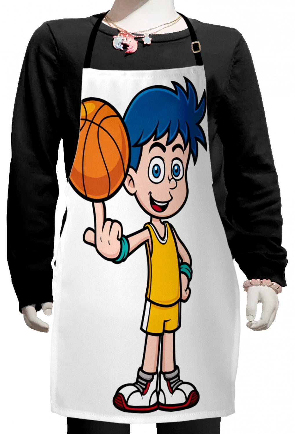 Sports Kids Apron, Genius Boy Rolling the Ball Athlete Professional ...