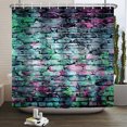 Brick Wall 3D Printing Wooden Door Shower Curtain Vintage Brown Bathtub