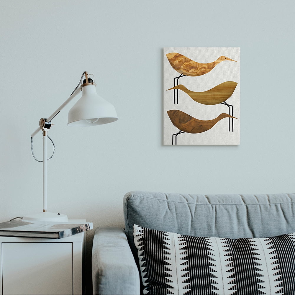 Stupell Industries Abstract Wooden Pattern Storks Rustic Birds Canvas Wall Art by Daphne Polselli