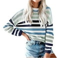 thumbnail image 2 of AOOCHASLIY 2023 Womens Sweater Women's Fashion Striped Colorblock Cropped Short Knit Sweater, 2 of 5