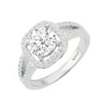 thumbnail image 2 of Sterling Silver with Moissanite and Genuine White Diamond Halo Ring, 2 of 3