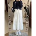 thumbnail image 5 of Falda acampanada de talle alto que adelgaza para mujer, talla grande, largo medio, estilo coreano en forma de pera, falda blanca de verano, 5 of 5