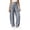 Gray, variant on Women's High Waist Front Pleated Linen Blend Straight Pants with Side Pockets Solid Sage Green Loose Summer Casual Long Trousers