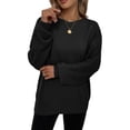thumbnail image 2 of hirigin Women's Loose Knit Tops, Solid Color Ribbed Long Sleeve Round Neck Autumn Sweater Blouse, 2 of 6