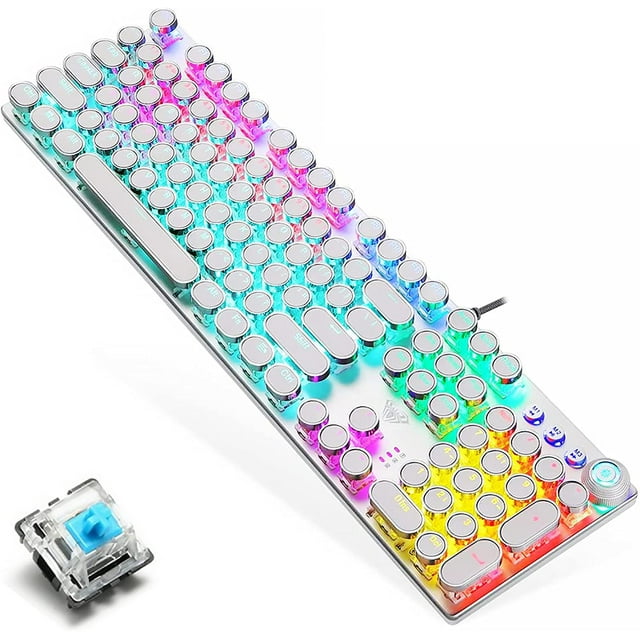 Teclado mecánico para juegos, USB con cable, máquina de escribir retro Steampunk Levamdar CZDZ-HY71-2