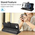 thumbnail image 6 of For Apple iPhone 17e Orchid Pattern Wallet Case, 9 Card Slots Zipper Pocket, Detachable Wrist & Shoulder Strap, Magnetic Shockproof Protective Phone Case,Black,For iPhone 17e, 6 of 9