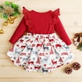 thumbnail image 4 of 12 Months Baby Girls Dress 18 Months Girls Long Sleeve Christmas Dress Infant Girls Round Neck Floral Dress Red, 4 of 8
