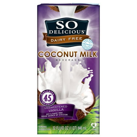 So Delicious Dairy Free Unsweetened Vanilla Coconut Milk Beverage, 32 ...