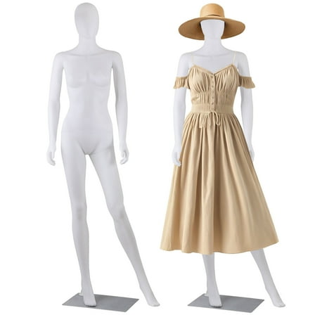 SSyao 70" Adjustable Female Mannequin Full Body for Clothing Shops 360° Design White