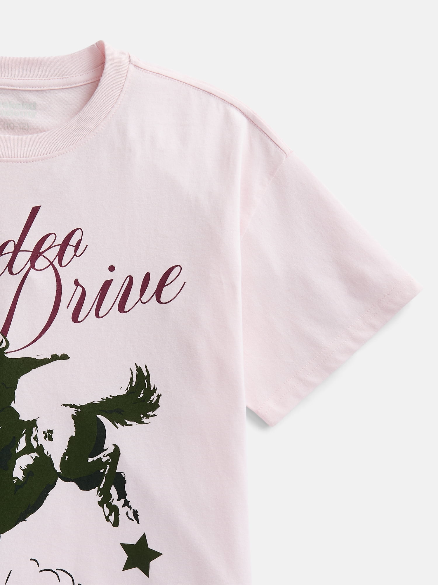 Weekend Academy Girls Oversized Graphic Cotton Tee with Short Sleeves, Sizes 4-18