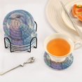 thumbnail image 5 of Haosy Set of 6 Drink Woven Coaster with Holder Heat Resistant Non-Slip Bar Coasters 4 Inches Blue Purple Bird and Flower, 5 of 7