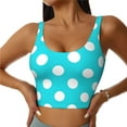 thumbnail image 1 of Balery Aqua And White Polka Dot Sujetadores deportivos con espalda cruzada para mujer, acolchados, sin costuras, de alto impacto, ideales para yoga, gimnasio, entrenamiento y fitness.-X-Large, 1 of 8