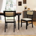 thumbnail image 2 of Costway Rattan Dining Chairs Set of 2 with Padded Seat, Rubber Wood Legs & Curved Backrest, 2 of 9