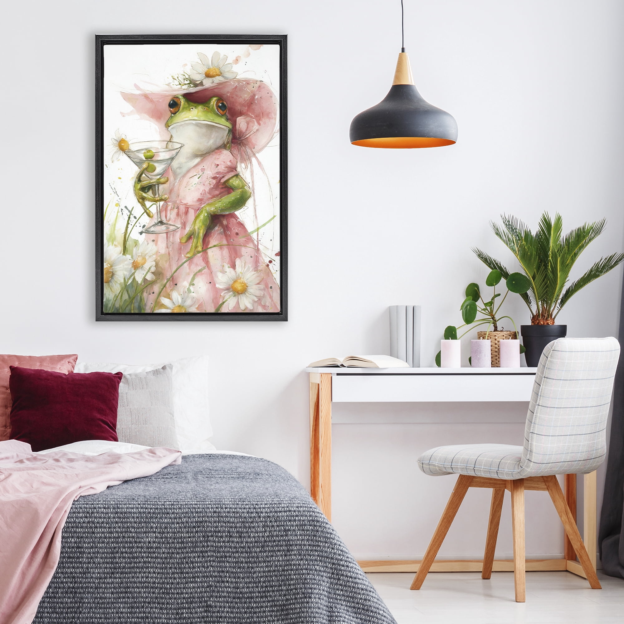 Stupell Industries Martini Hoppy Hour Black Framed Floater Canvas Wall Art, design by Tina LeCour