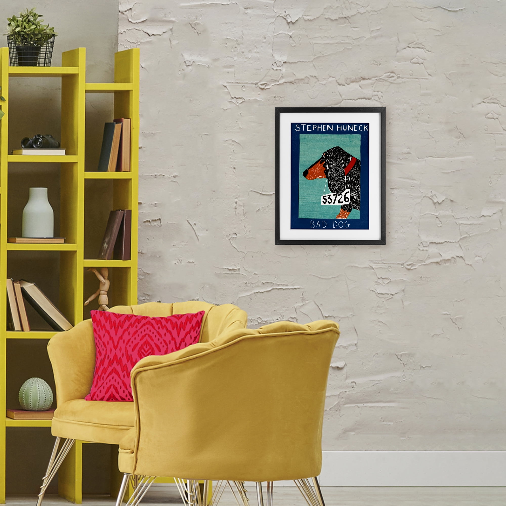 Bad Dog Dachshund Black Framed Print Under Glass, design by Stephen Huneck