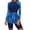#0521-Blue, variant on Womens Modest Long Sleeve Diving Suit Surf One Piece Short Pant Padded Wireless Waterproof Quick Dry for Beach Surfing Snorkeling
