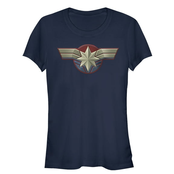Junior's Marvel Captain Marvel Simple Star Symbol Graphic Tee Navy Blue X Large