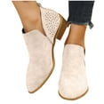 thumbnail image 4 of Viluyesy Womens Booties, Pointed Toe Low Heels Fashion Hollow Out Slip-On Ankle Boots Beige US6.5, 4 of 4