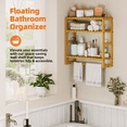 thumbnail image 6 of Bamworld Bamboo Bathroom Shelves Organizer Towel Rack for Storage Natural Adjustable 3 Tiers Floating Shelf over the Toilet Storage with Hanging Rod XXL, 6 of 6