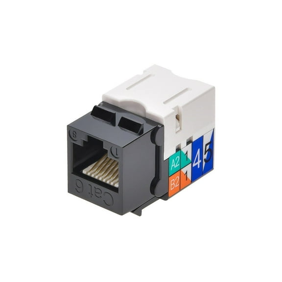 Monoprice Cat6 Punch Down Keystone Jack - Black, High Speed, Easy To Use, Modular RJ45 Keystone Jack, 110 Type IDC