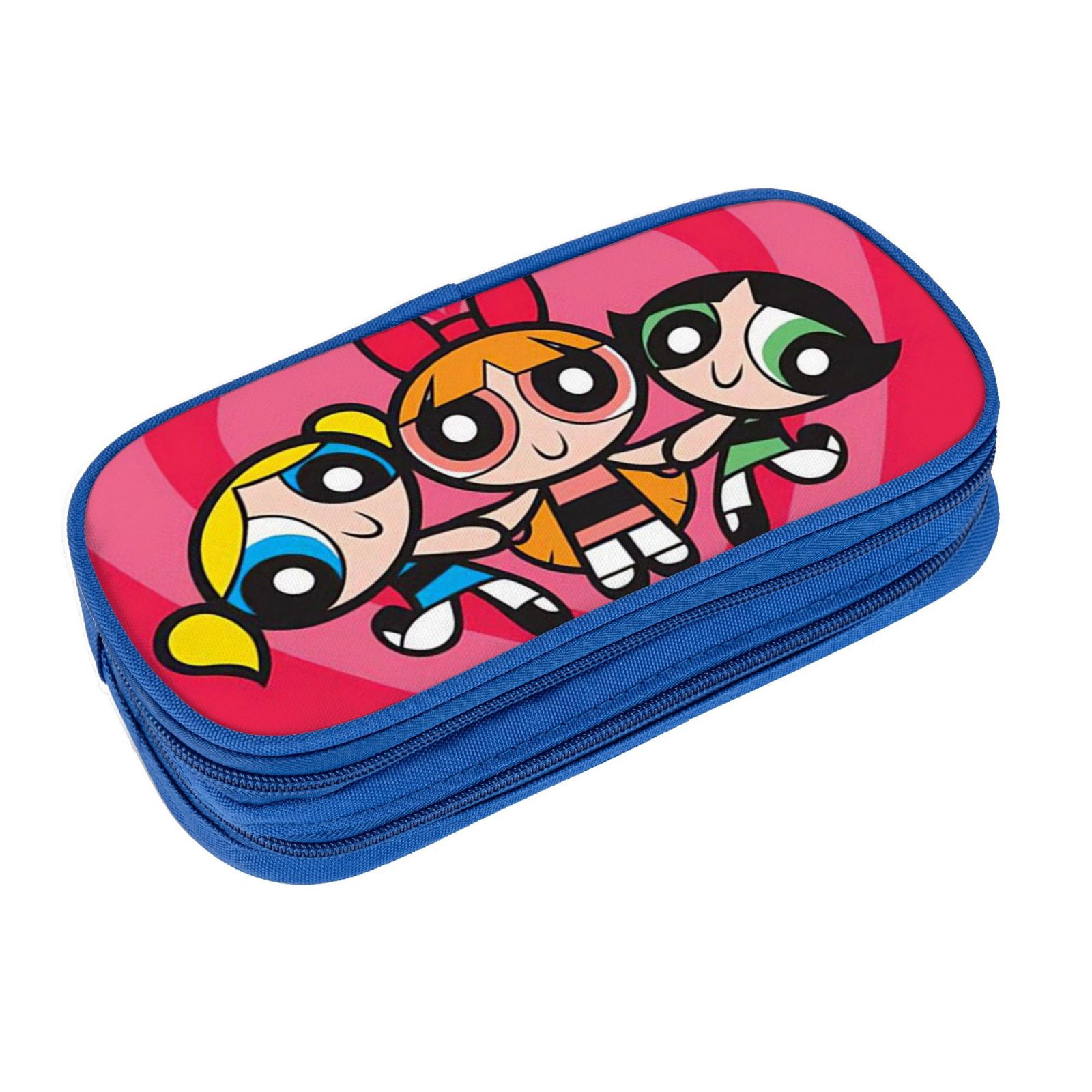 The Powerpuff Gi-rls Pencil Case Large Capacity Pencil Pouch Penbag Office Stationery Organizer Travel Makeup Bag Blue