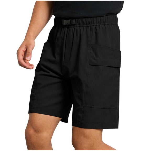 Men's Cargo Shorts Quick Dry Lightweight Hiking Short Pants Techwear with Built-in Belt, 7" Inseam Summer Casual Ribbed Knit Shorts