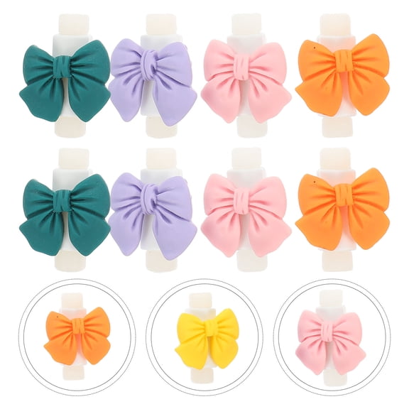 STOBOK 10Pairs Cute Bowknot Cable Protectors Durable Plastic Data Line Covers