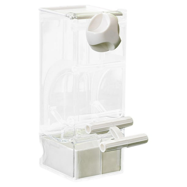 Comedero automático para pájaros, transparente, para loros y periquitos. Blanco