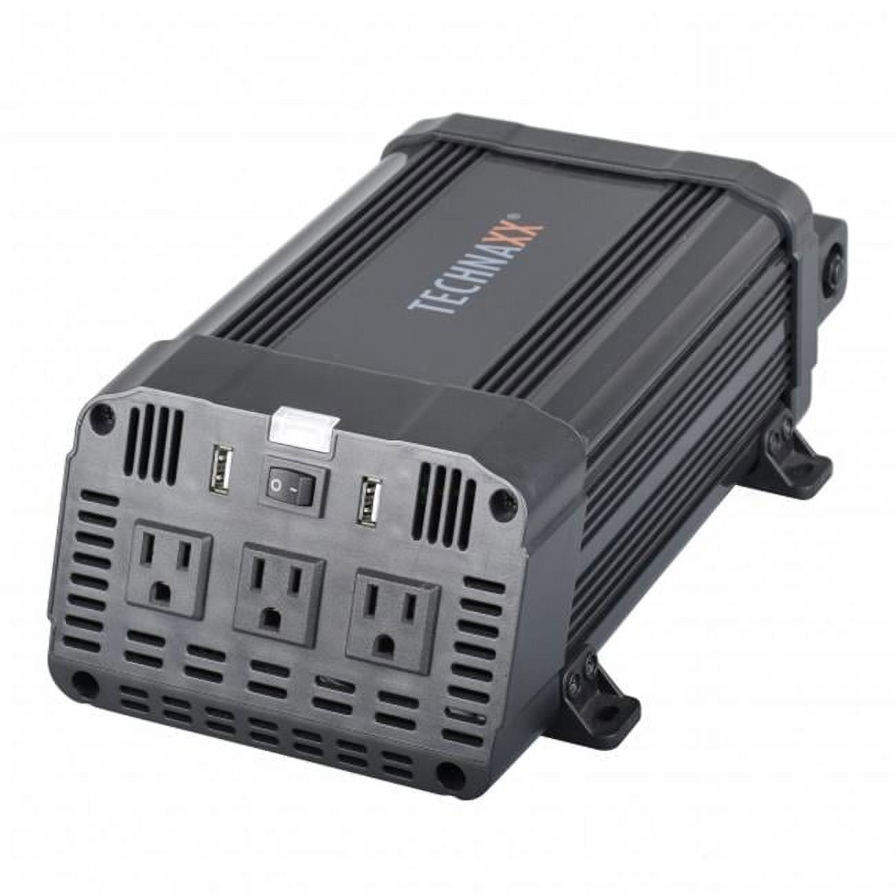 Technaxx TE16 1,200-Watt Power Inverter, 3 AC Outlets and 2 USB-A Ports, 5044, 5044