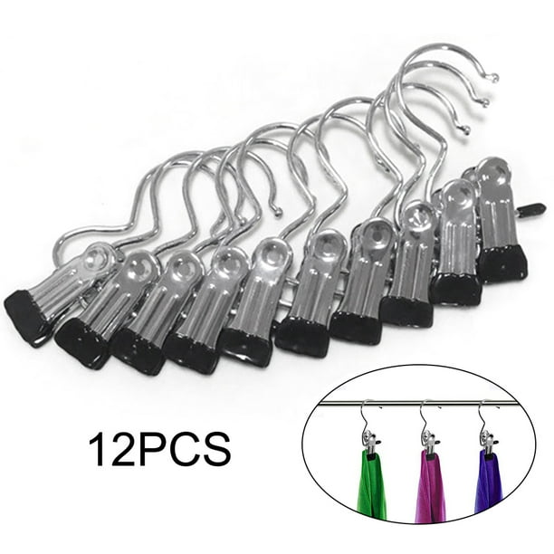 12 Pcs Portable Laundry Hook Hanging Clothes Pins Stainless Steel