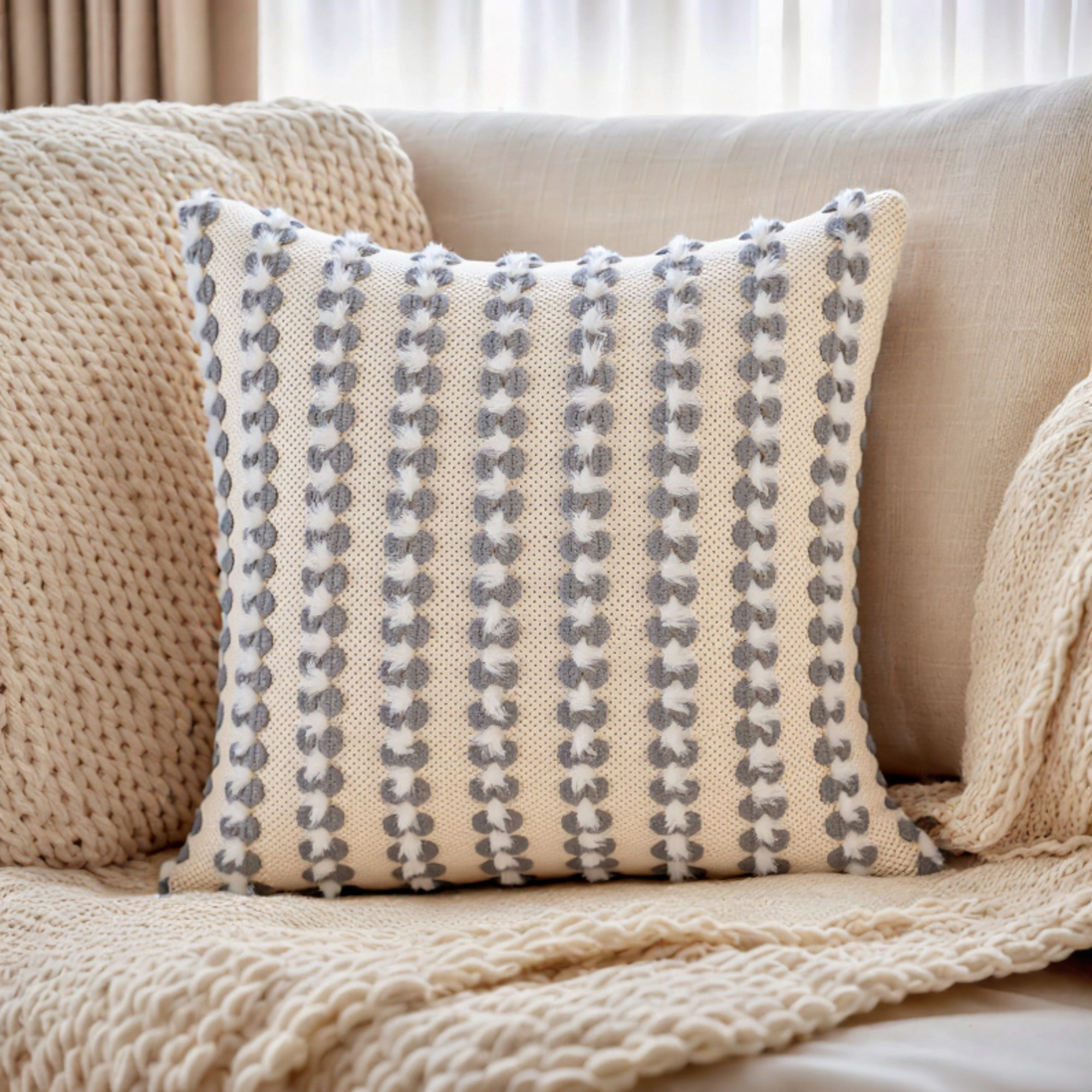 Unique Bargains Striped Linen Throw Pillow Covers Decorative Cushion Cases Grey
