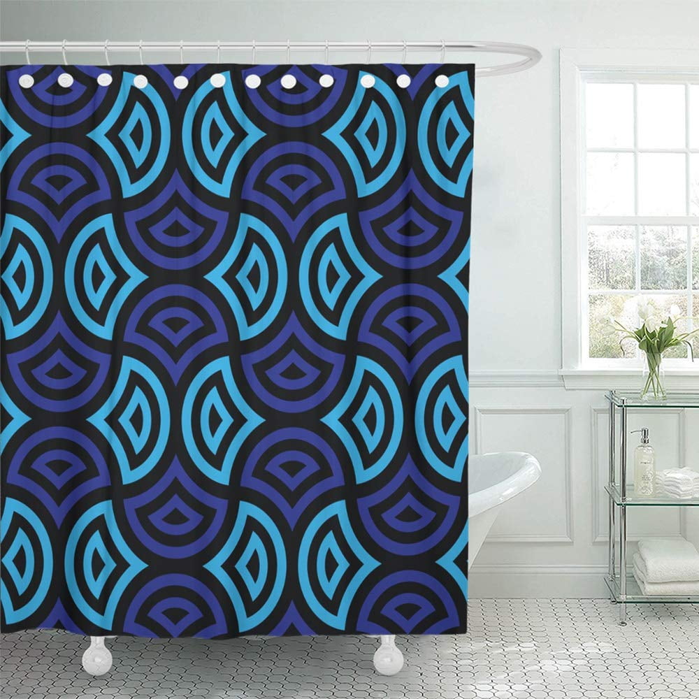PKNMT Colorful Graphic Black and Blue Geometric Pattern Abstract Modern