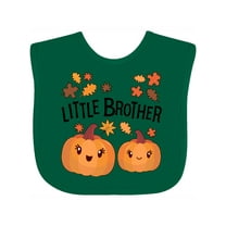 Inktastic Little Brother Pumpkins with Fall Leaves Boys Baby Bib