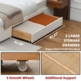 thumbnail image 5 of Queen Size Bed Frame with Storage Drawers & Built-in Nightstands, Wood Bed Frame with Linen Upholstered Headboard, No Box Spring Needed, Cream, 5 of 10